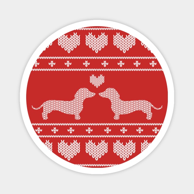 Short legs big heart dachshund holiday sweater Magnet by Nice Surprise